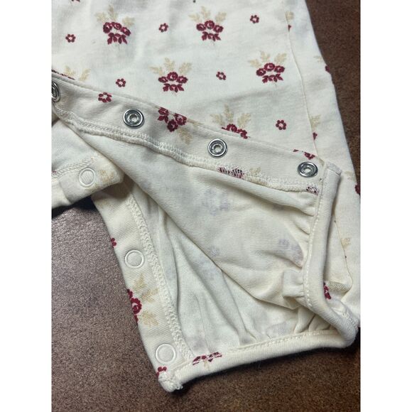 Janie and Jack Baby Holiday Romper– 0-3 Months Cream Floral Christmas Outfit - Picture 8 of 12